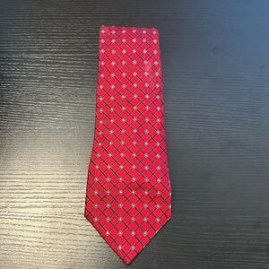 Men's Tasso Elba Red and Blue Diamond Patterned Silk Tie